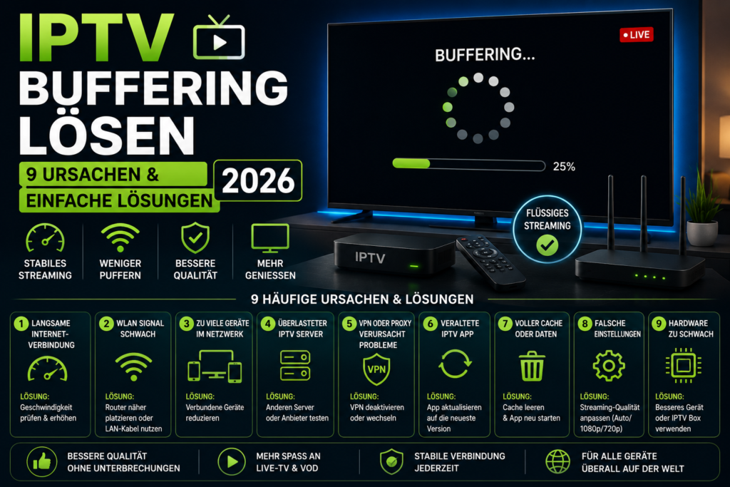 IPTV Buffering lösen – 9 Ursachen und einfache Lösungen 2026